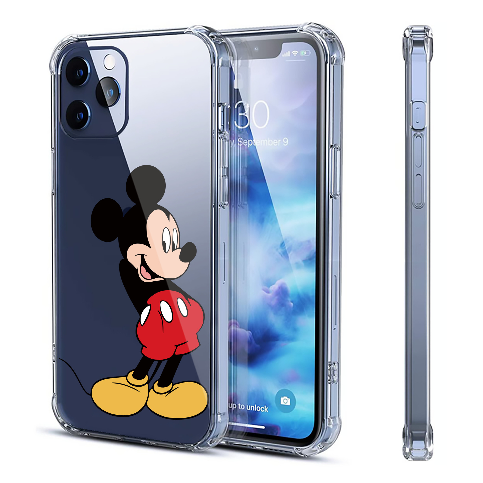 （画像用） ミッキーマウス Mickey Mouse 【iPhone 12シリーズ対応】透明スマホケース（クリアソフトケース）